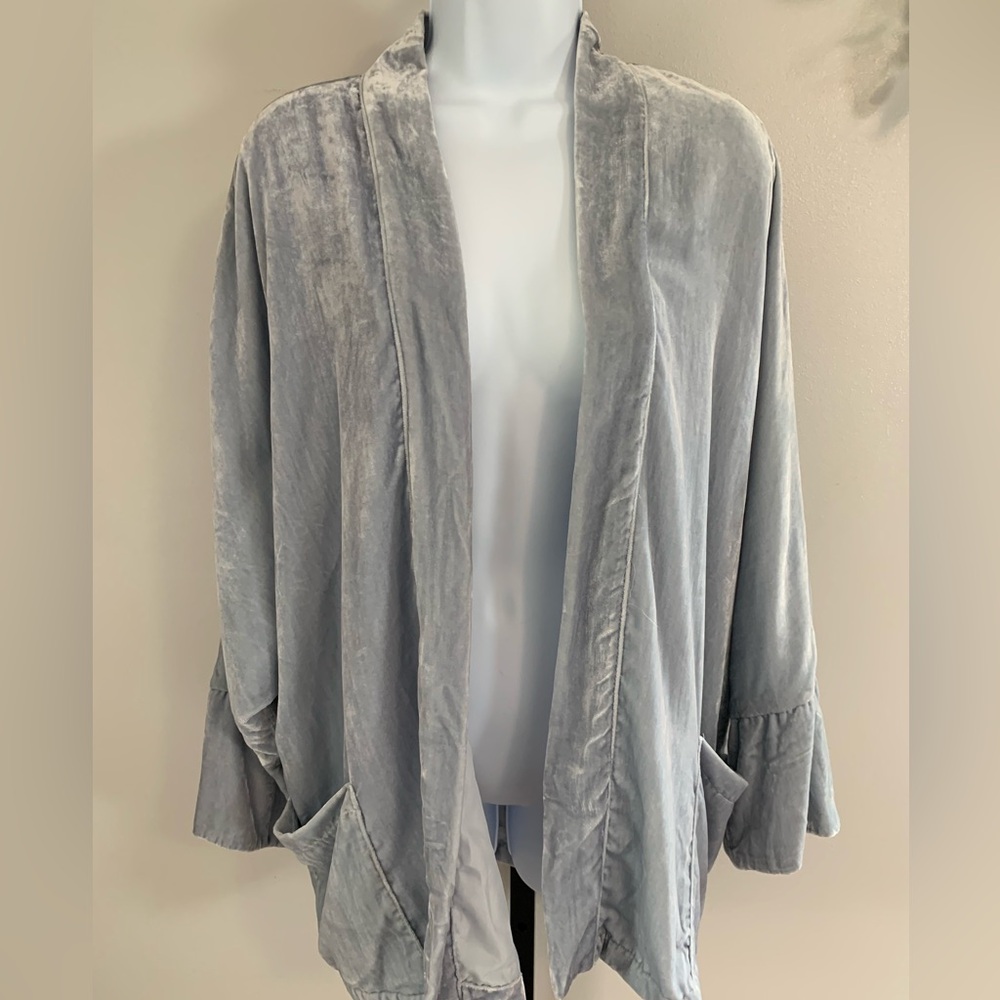 Cupcakes & Cashmere Two Tone Blue Velvet Jacket